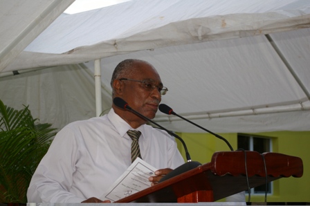 Premier of Nevis, Hon. Joseph Parry giving brief remarks